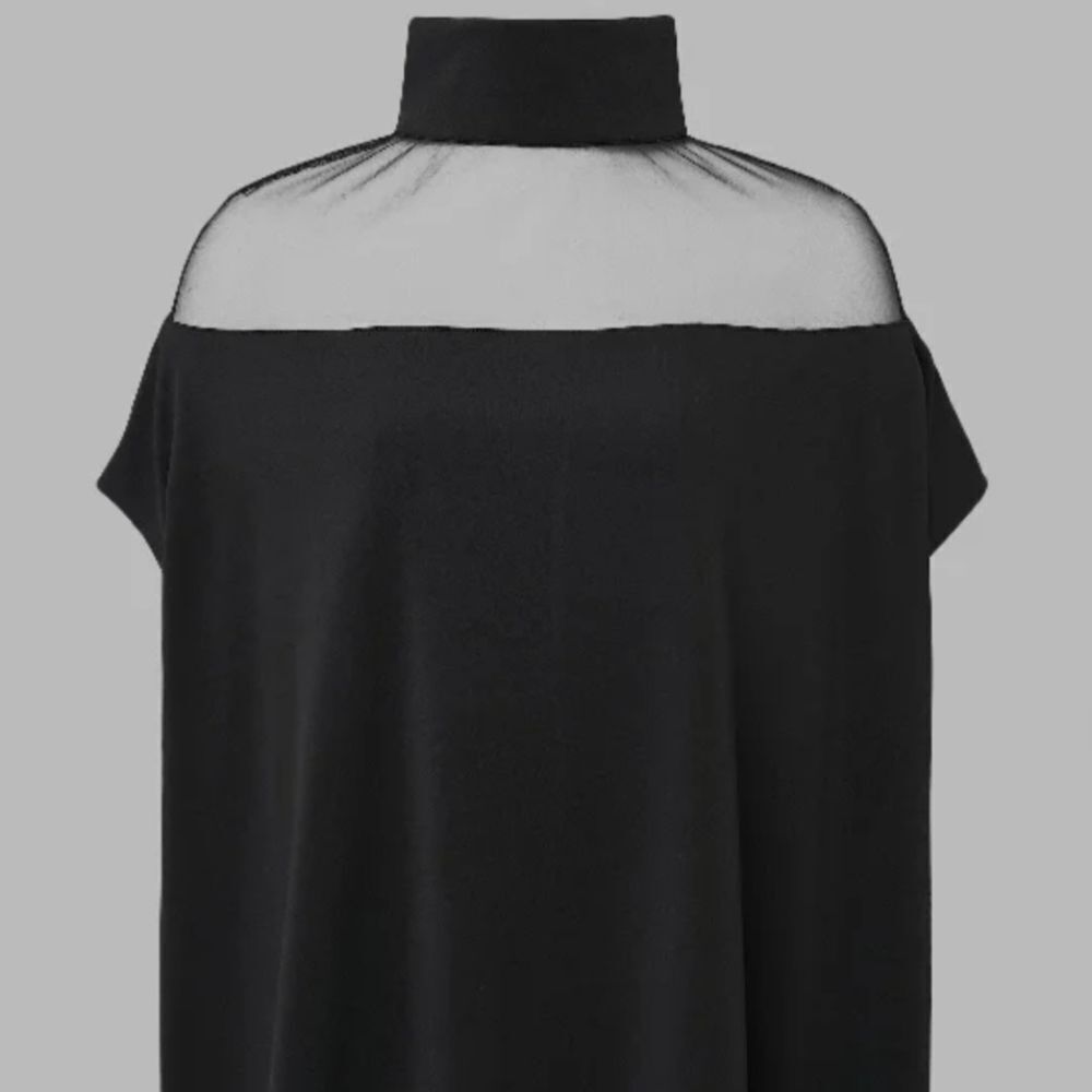 BLACK TUNIC TOP WITH BATWING SLEEVES AND SHEER TOP - Picture 14 of 14